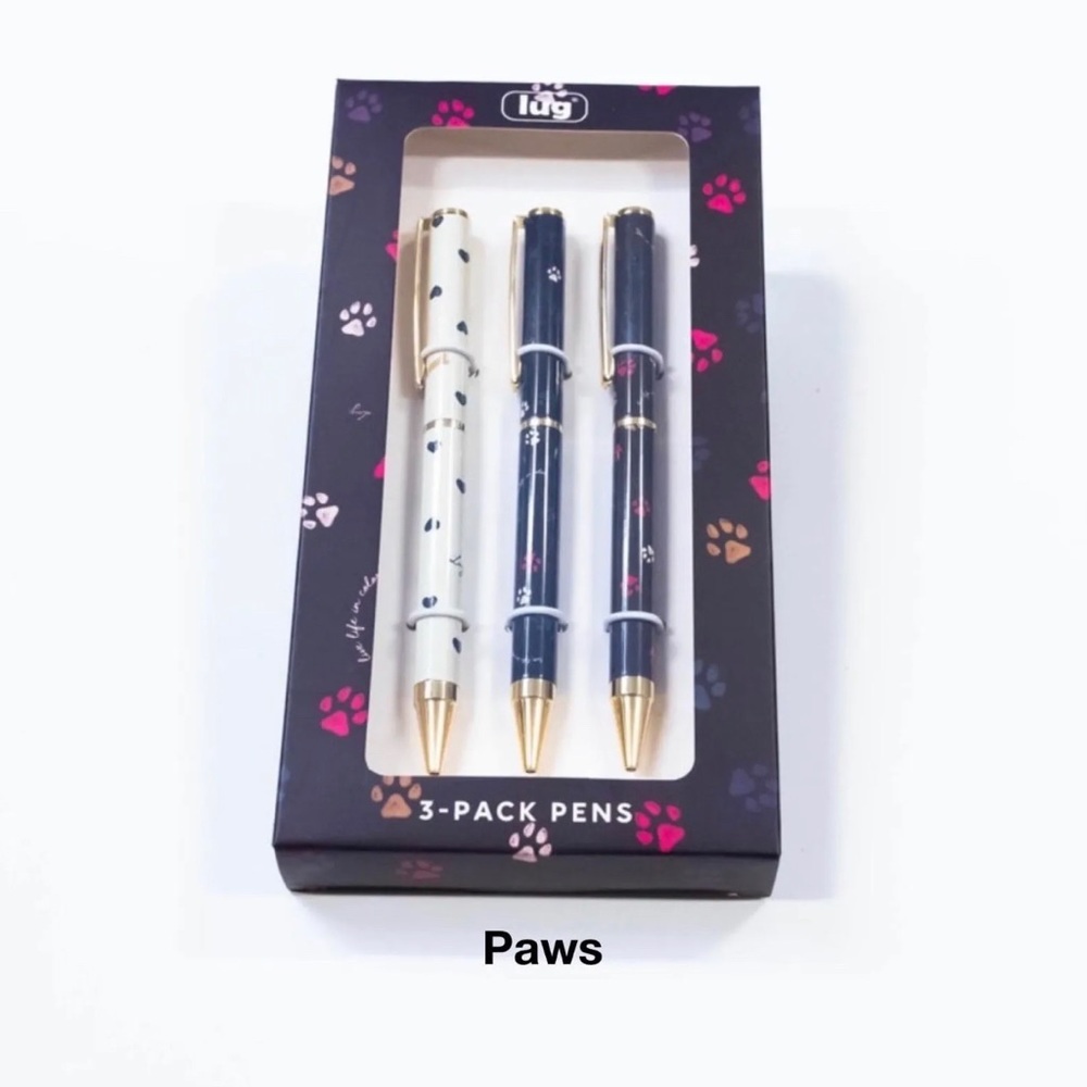 Lug custom Pen Set ~ Paws ~ Hearts 3 pc set NEW in Box